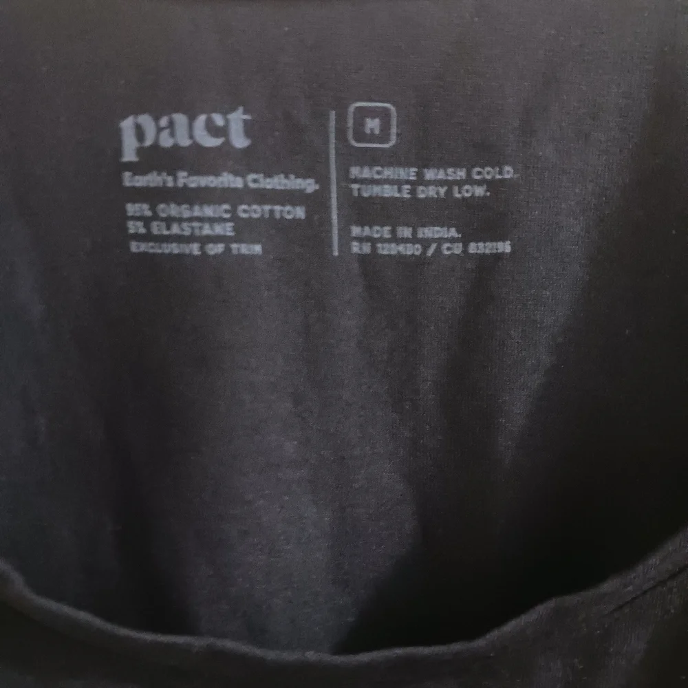 Pact Womens Luxe Black Tank Top Med EUC Organic - Picture 3 of 6